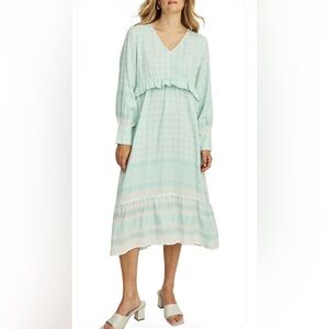 NEW SUMMERY COPENHAGEN Denmark Evelyn Long Sleeve Maxi Dress - Mint Green SMALL